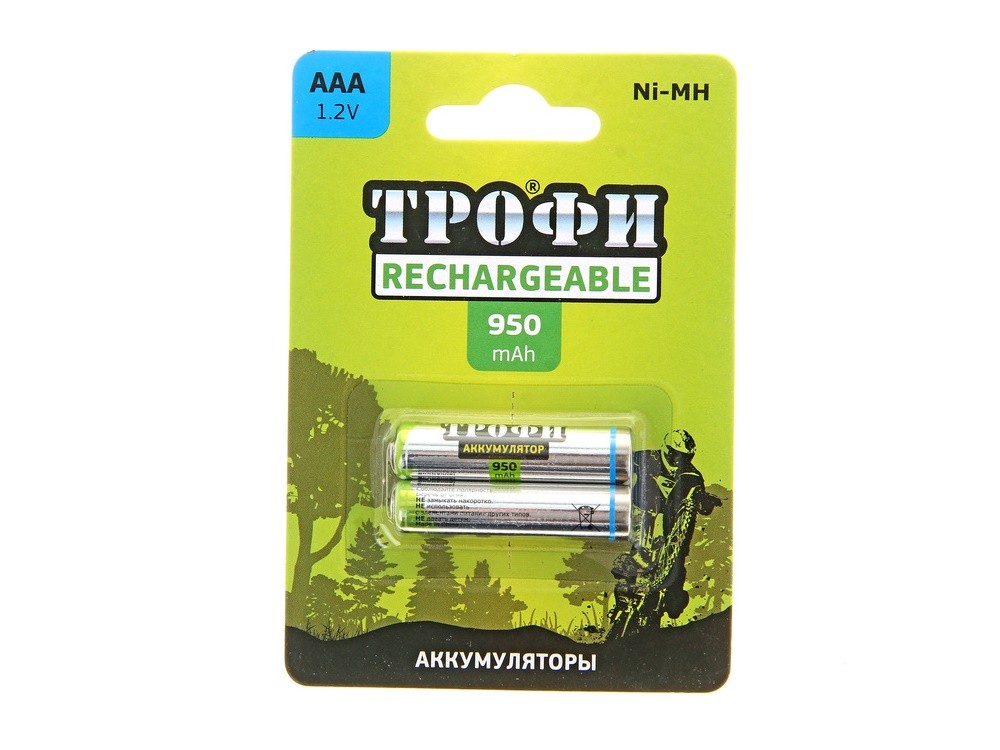 Аккумуляторы NiMH  Трофи HR03-2BL 950 mAh GREEN POWER (20/240/17280)