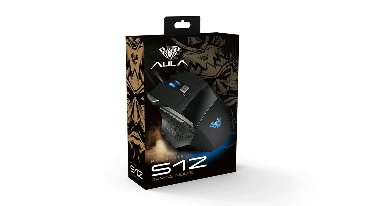 Мышь игровая проводна AULA S12, подсветка 4 цвета ,7 кн., 800/1600/2400/3200/4800 dpi, кабель 1,8м (