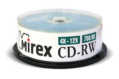 Диск MIREX CD-RW 700Мб 4X-12X Cake box 25 (25/300)
