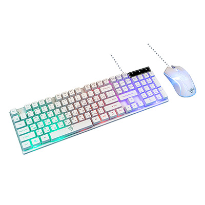 Комплект проводной игровой Клавиатура + Мышь NAKATOMI  KMG-2305U WHITE, RGB подсветка, белая (1/10)