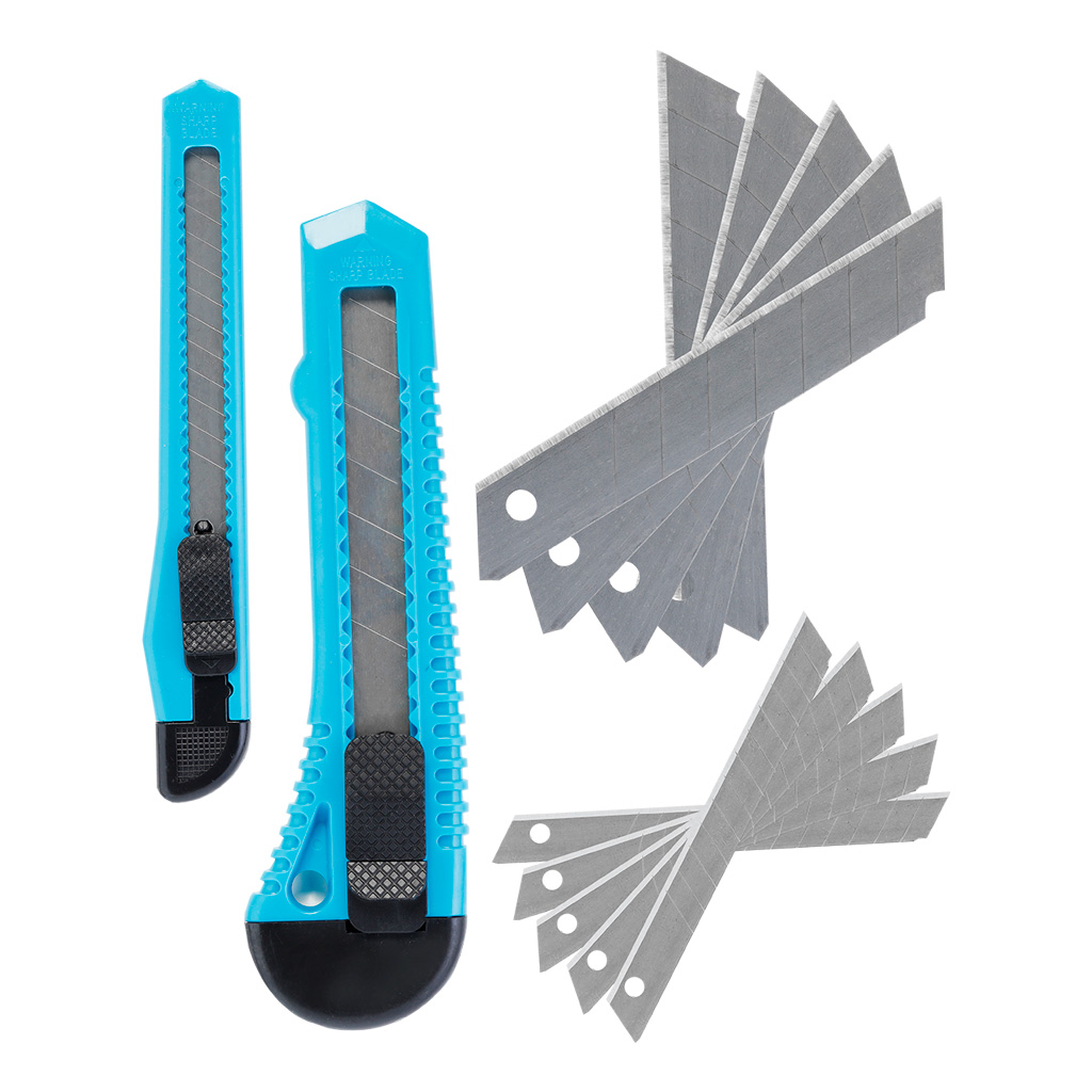 Набор ножей SMARTBUY универсальных 10 предметов, 2 ножа с отлам.лезвием 9 мм и 18 мм, по 4шт лезвий