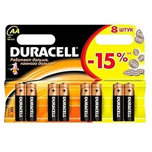 Элемент питания DURACELL  LR6  BL8 BASIC  (8/96/18240)