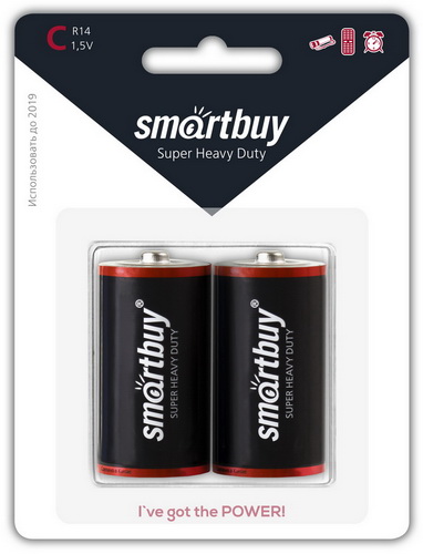 Элемент питания SMARTBUY  R14  BL2 (12/192)