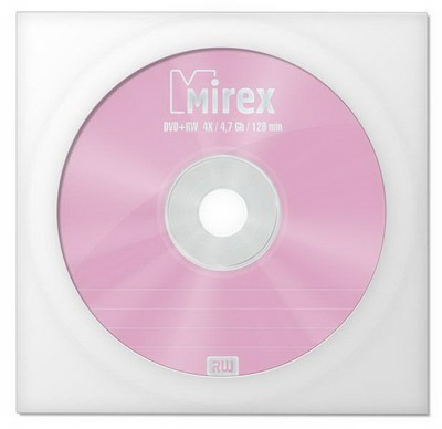 Диск MIREX DVD+RW 4,7 Гб 4x в бумажном конверте с окном (150)